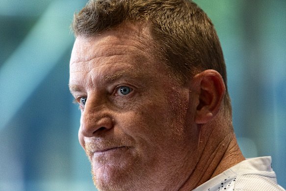 Carlton coach Michael Voss was combative in his defence of the club’s long-term care for player Elijah Hollands.