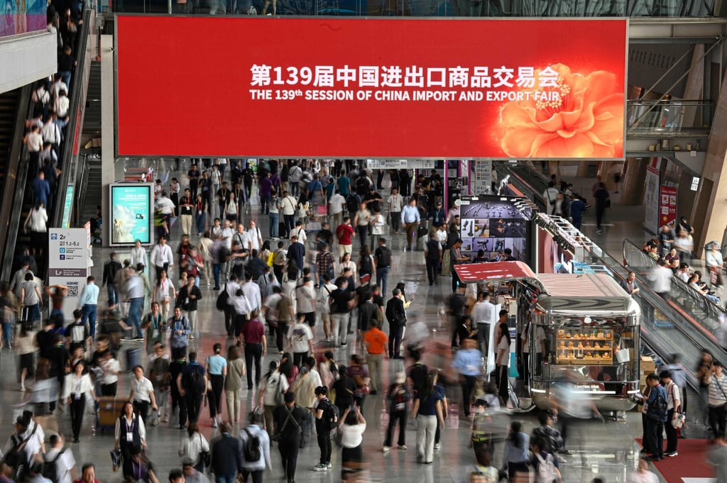 People attend the China Import and Export Fair, also known as the Canton Fair, on Wednesday. Photo: AFP