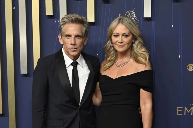 Ben Stiller and his wife, actress Christine Taylor, arrive the Primetime Emmy Awards at the Peacock Theater in Los Angeles in 2025. File Photo by John McCoy/UPI
