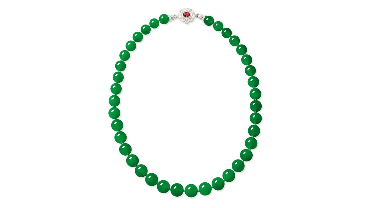 The jadeite necklace that was the top-seller at Poly Auction image