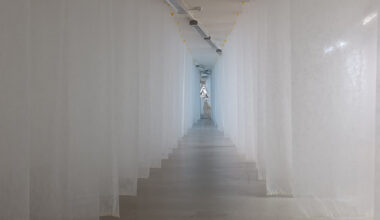 perception corridor illustrates climate change with floating fabric