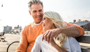Senior couple dating outdoors stock photo