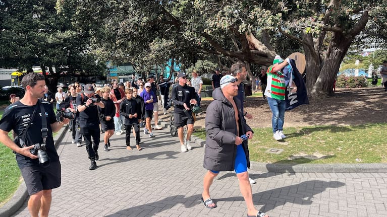 Ridler walked from Wellington harbor to Parliament with a large crowd of supporters