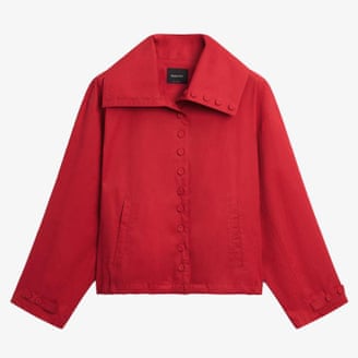 Massimo Dutti Cotton jacket with button details in red.