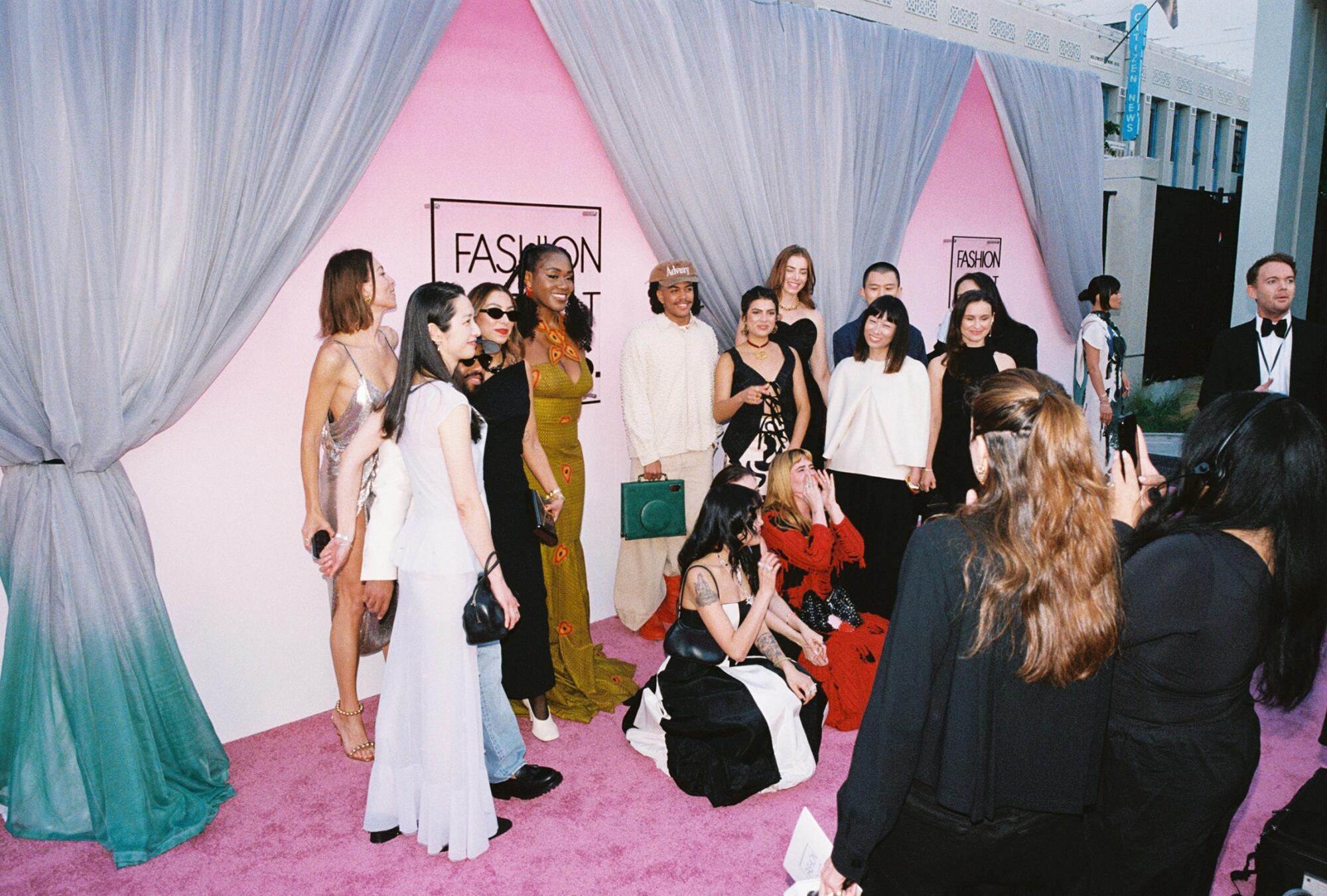 Some of the Fashion Trust U.S. Awards finalists on the pink carpet.