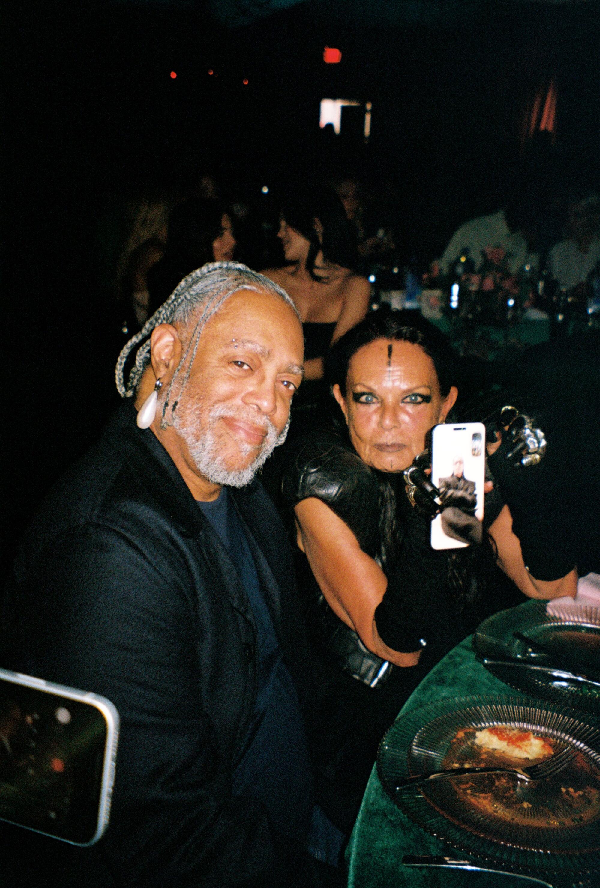 Arthur Jafa, left, and Michèle Lamy FaceTiming with husband Rick Owens.