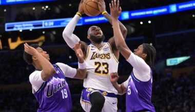 LeBron James scores 18 in 1st half, Lakers tune up for playoffs with 131-107 win over Jazz