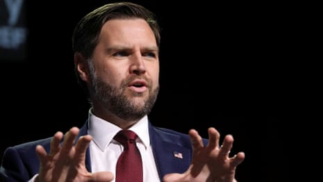 JD Vance heckled over Gaza and says Trump wants a 'grand bargain' with Iran – video 