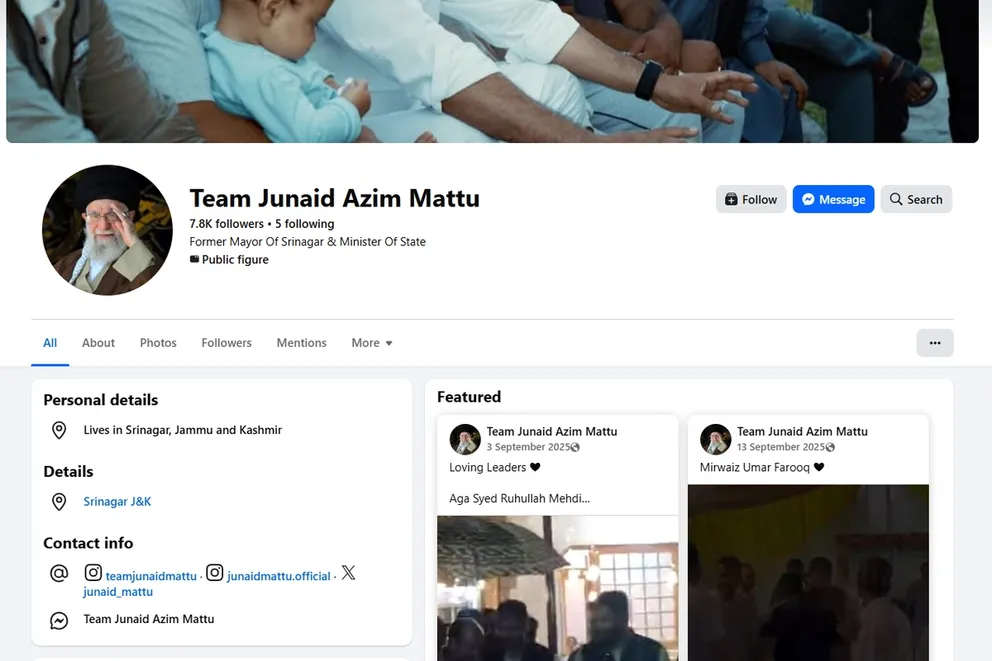 A Facebook page affiliated with Mattu has Ali Khamenei as the profile picture