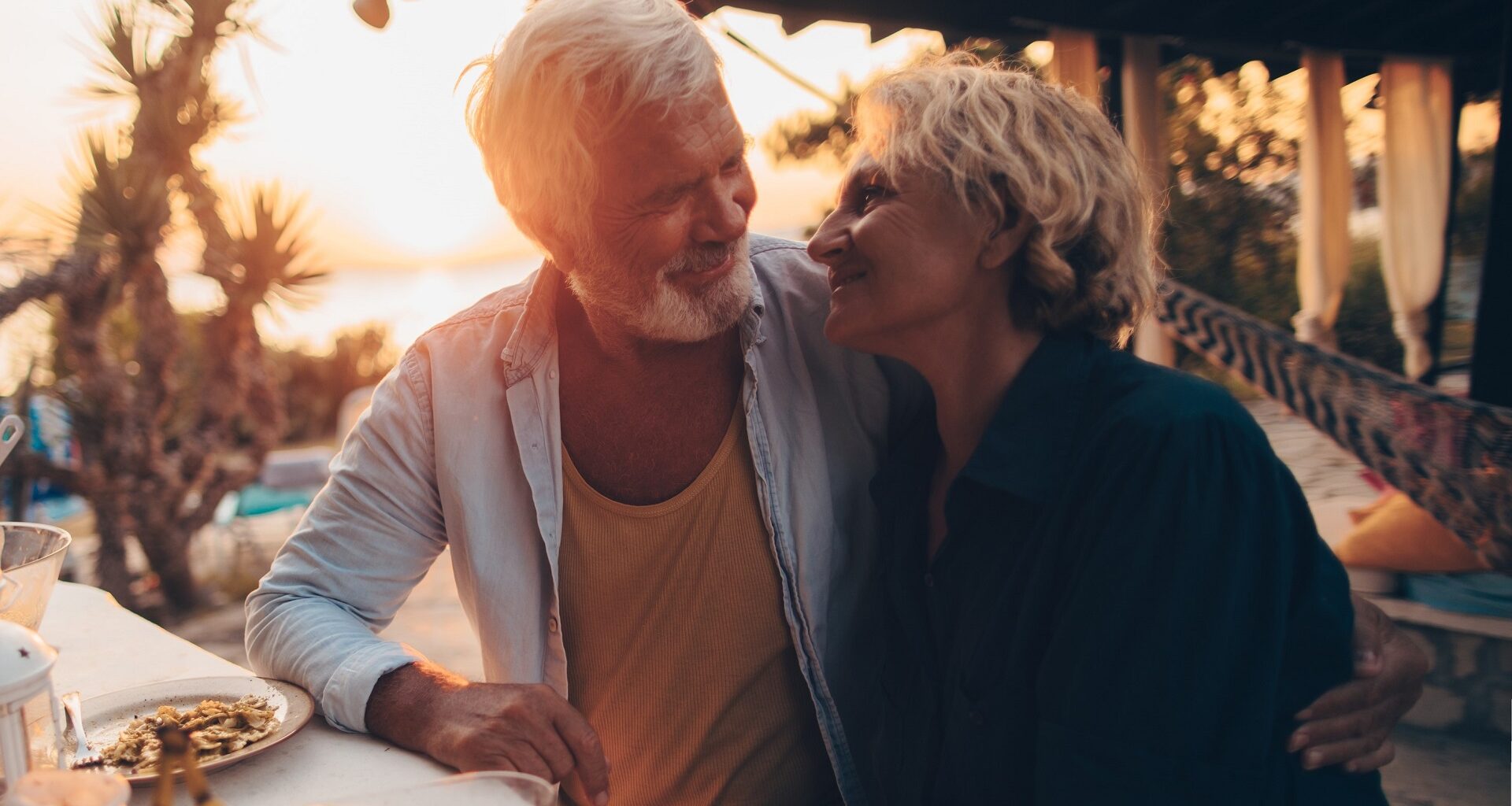 Senior couple on a date stock photo