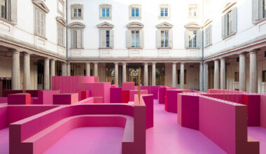 lina ghotmeh floods milan's palazzo litta with pink landscape