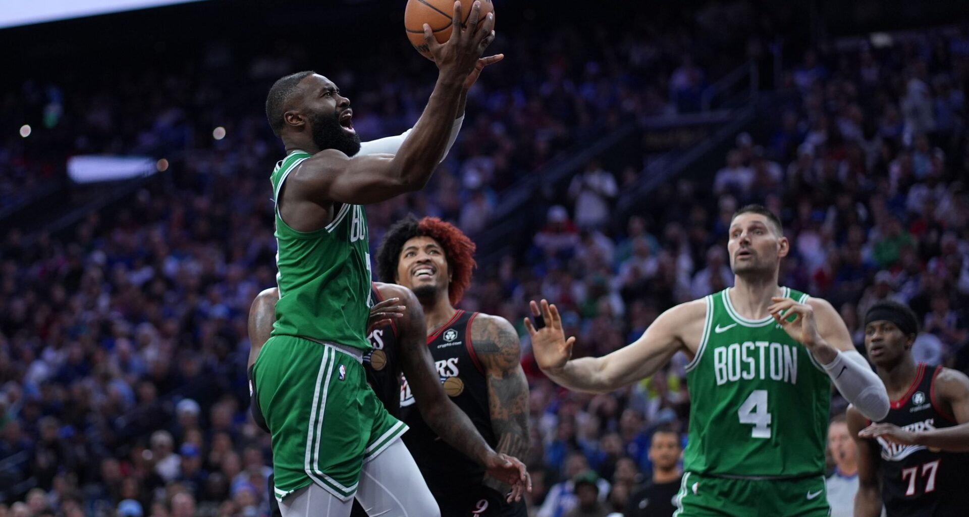 Celtics beat the 76ers 108-100 in Game 3 behind 25 points each from Tatum and Brown