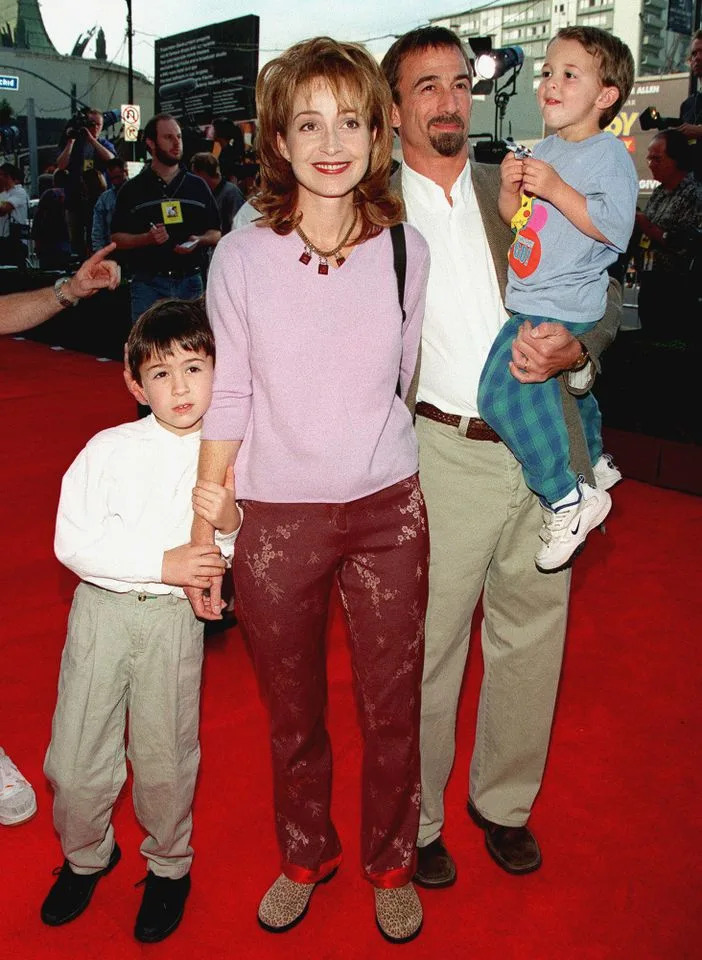 Annie Potts, James Hayman and sons Harry and James.Credit: Frank Trapper/Corbis/Getty