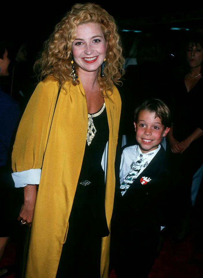 Annie Potts and son Clay Senechal attend the premiere of 'Ghostbusters II' on June 15, 1989.Credit: Ron Galella, Ltd./Ron Galella Collection/Getty