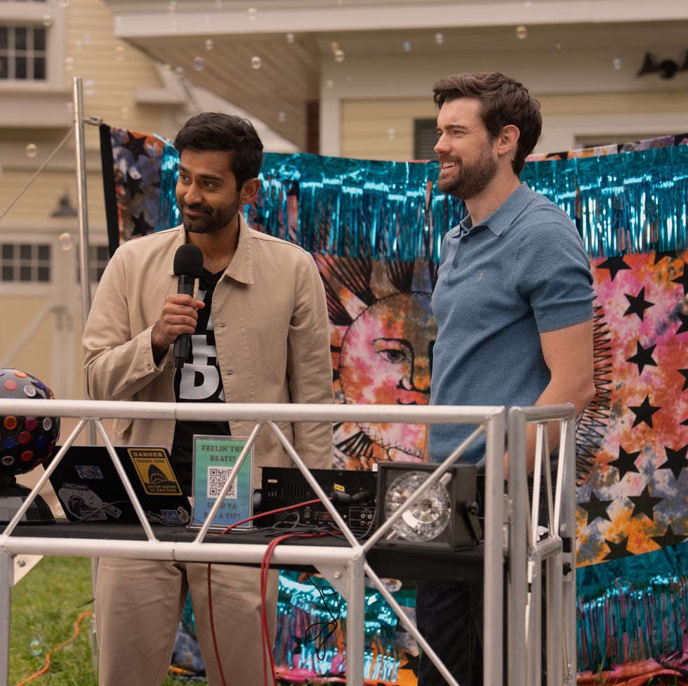 The Burbs the 'burbs "a nine on the tension scale" episode 104 pictured: (l r) kapil talwalkar as naveen, jack whitehall as rob (photo by: elizabeth morris/peacock)