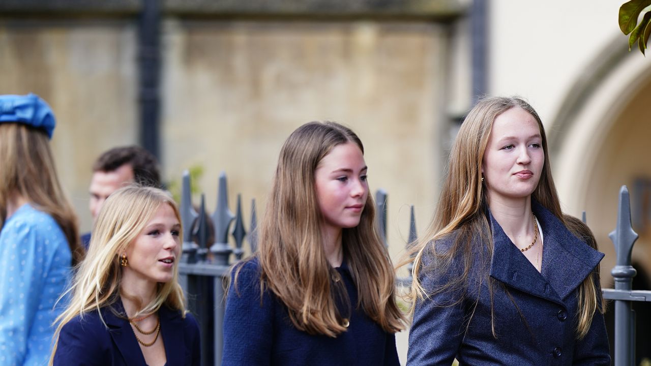 Peter Phillips' teenage daughters Savannah and Isla Phillips team up with future stepsister Georgina on Easter Sunday