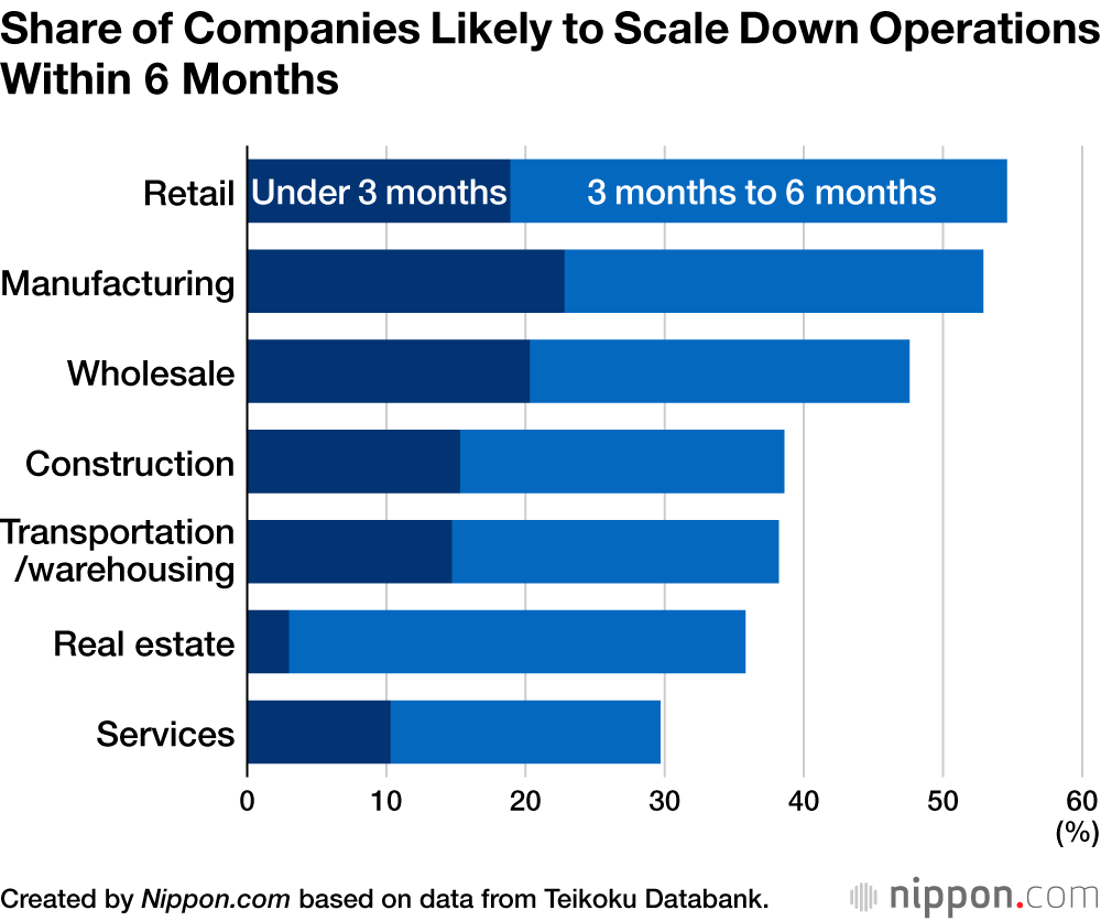 Share of Companies Likely to Scale Down Operations Within 6 Months