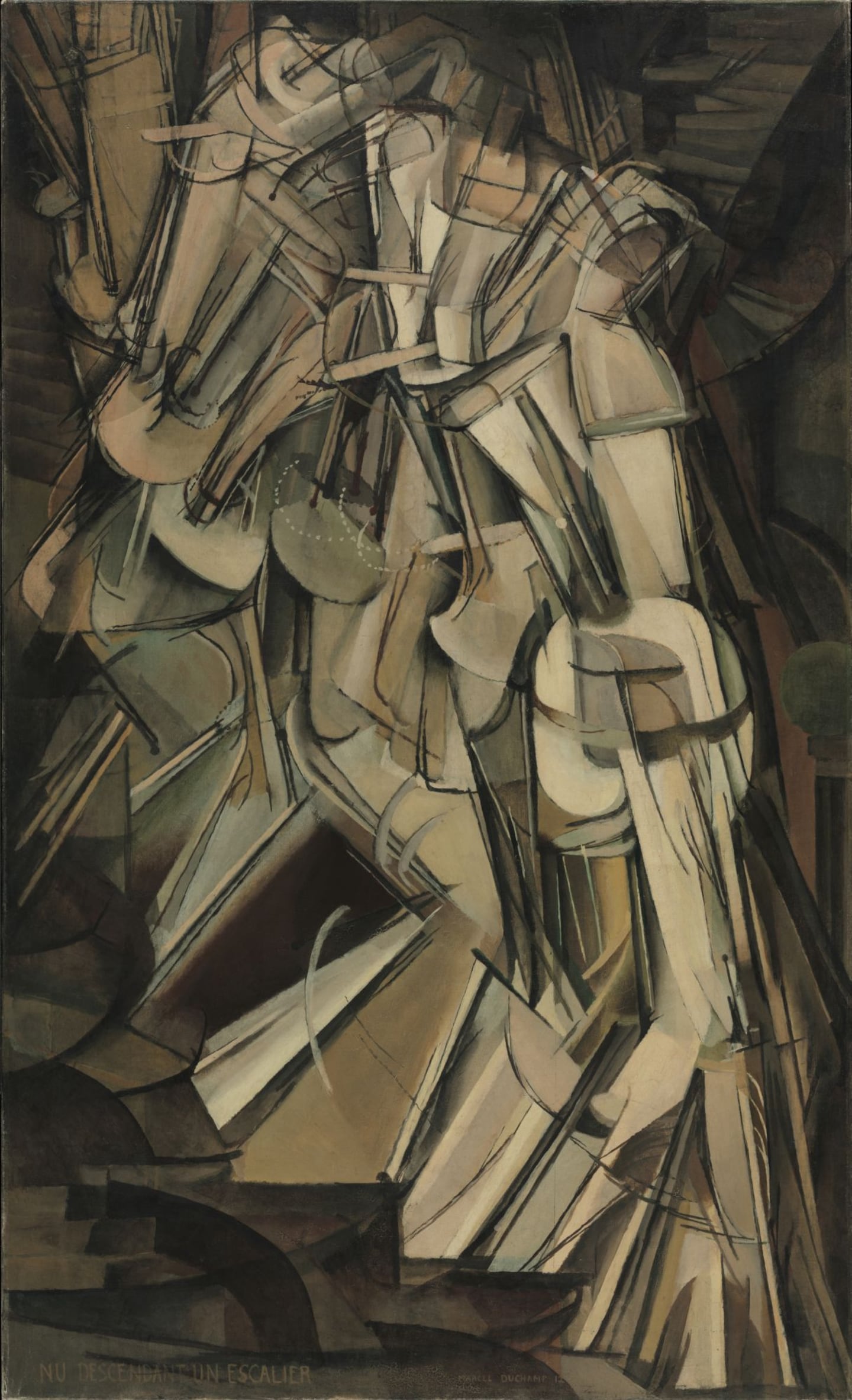 Marcel Duchamp. Nude Descending a Staircase (No. 2), 1912. Oil on canvas, 57 ⅞ x 35 ⅛ inches (147 x 89.2 cm).