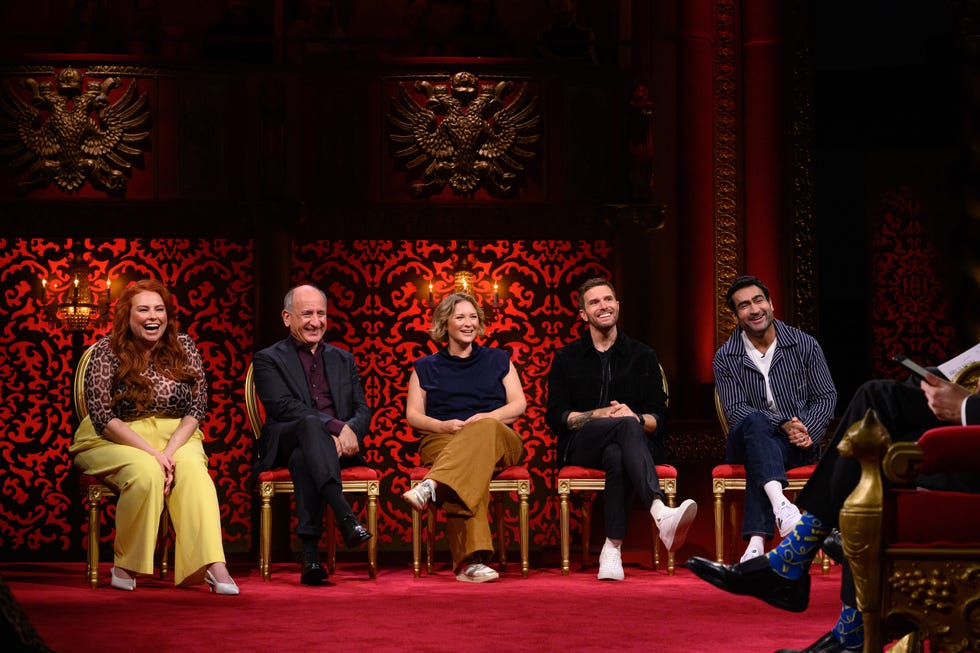 Amy Gledhill, Armando Iannucci, Joanna Page, Joel Dommett, Kumail Nanjiani, Taskmaster season 21 amy gledhill, armando iannucci, joanna page, joel dommett, kumail nanjiani, taskmaster season 21