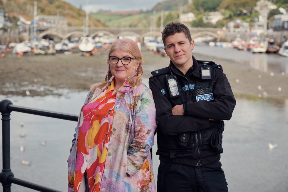 felicity montagu and dylan llewellyn in beyond paradise season 4 as margo and kelby.