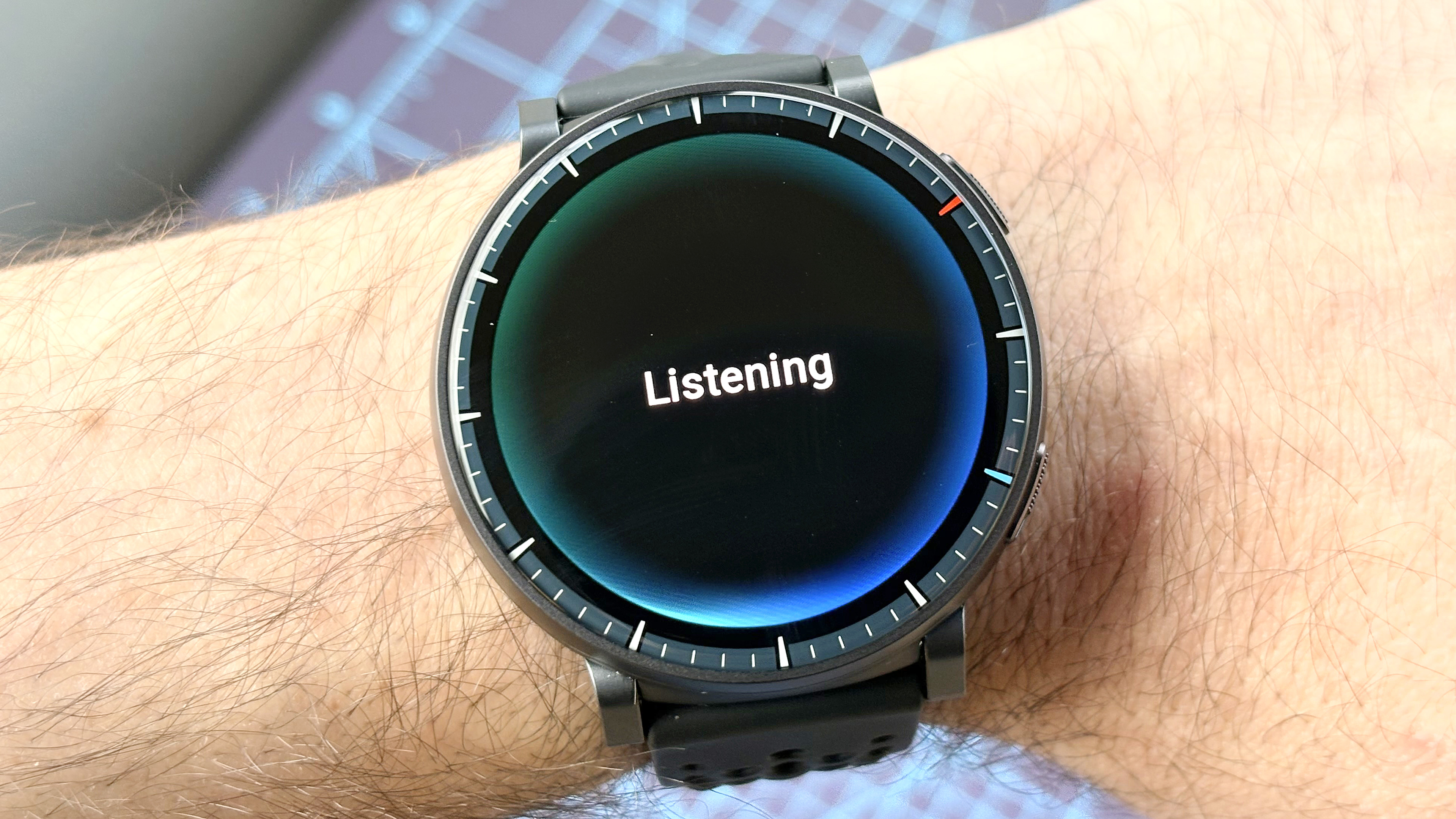 Close-up of the Amazfit Active Max on a user's wrist