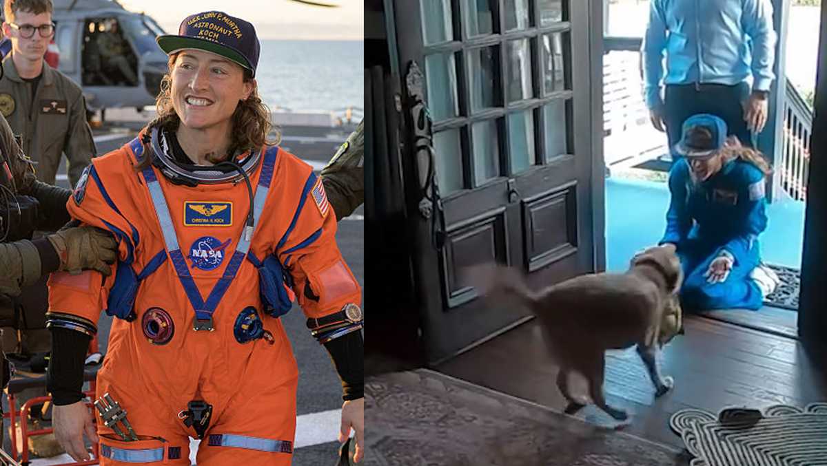 NASA astronaut’s dog ‘over the moon’ for her return