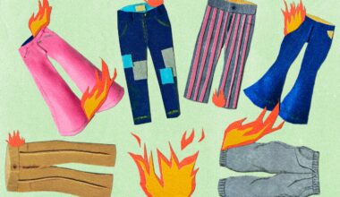 Felt illustration of different pants on fire