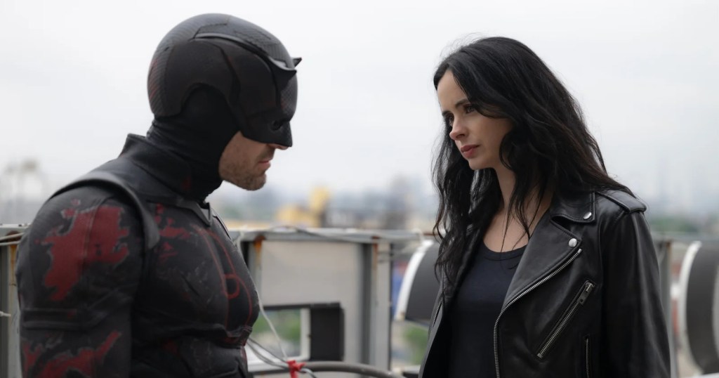 Charlie Cox as Daredevil and Krysten Ritter as Jessica Jones in Daredevil: Born Again