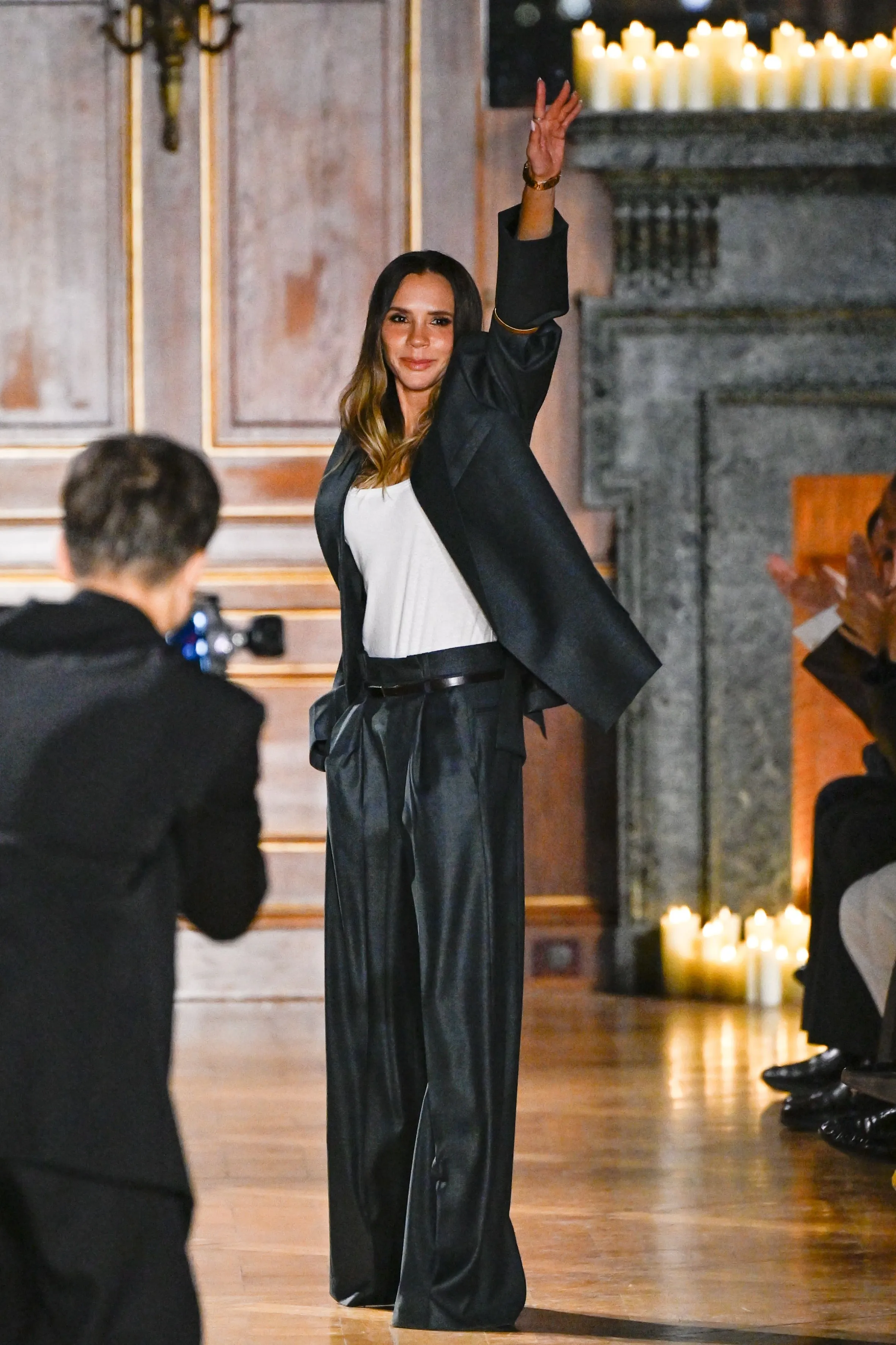 Victoria Beckham on the runway at Paris Fashion Week.