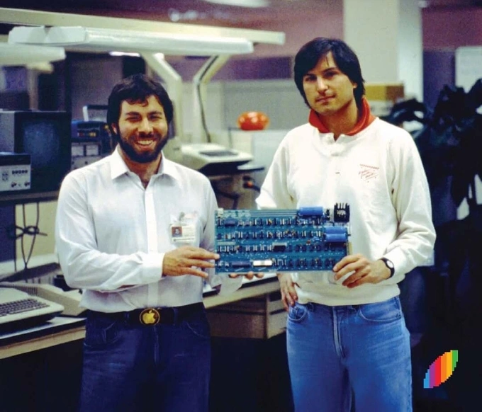 Founders of Apple Computer, Steve Jobs (R) and Steve Wozniak. Photo from Instagram