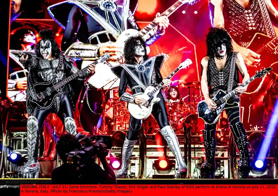 KISS performs on stage in 2022. Getty Images