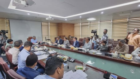Foreign investors presents its budget recommendations to NBR Chairman Md Abdur Rahman Khan during a meeting in Dhaka on 5 April 2026. Photo: TBS