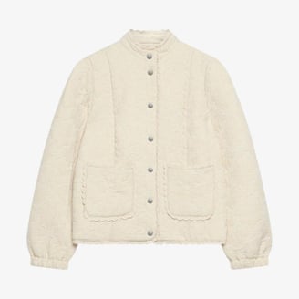 Mint Velvet Cream floral jacquard quilted jacket.