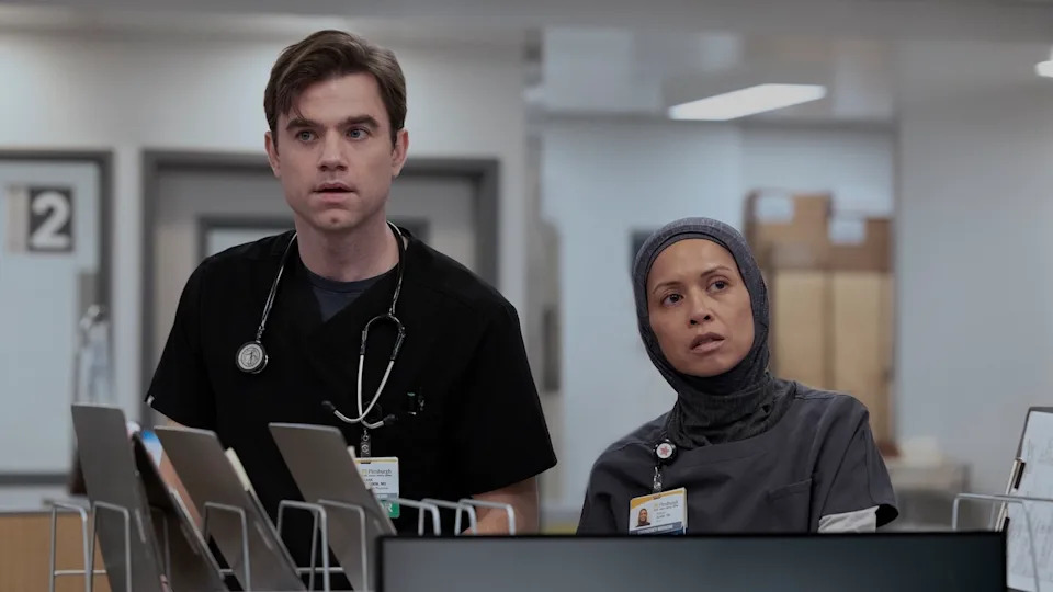 Langdon and Perlah in the ED in The Pitt 213