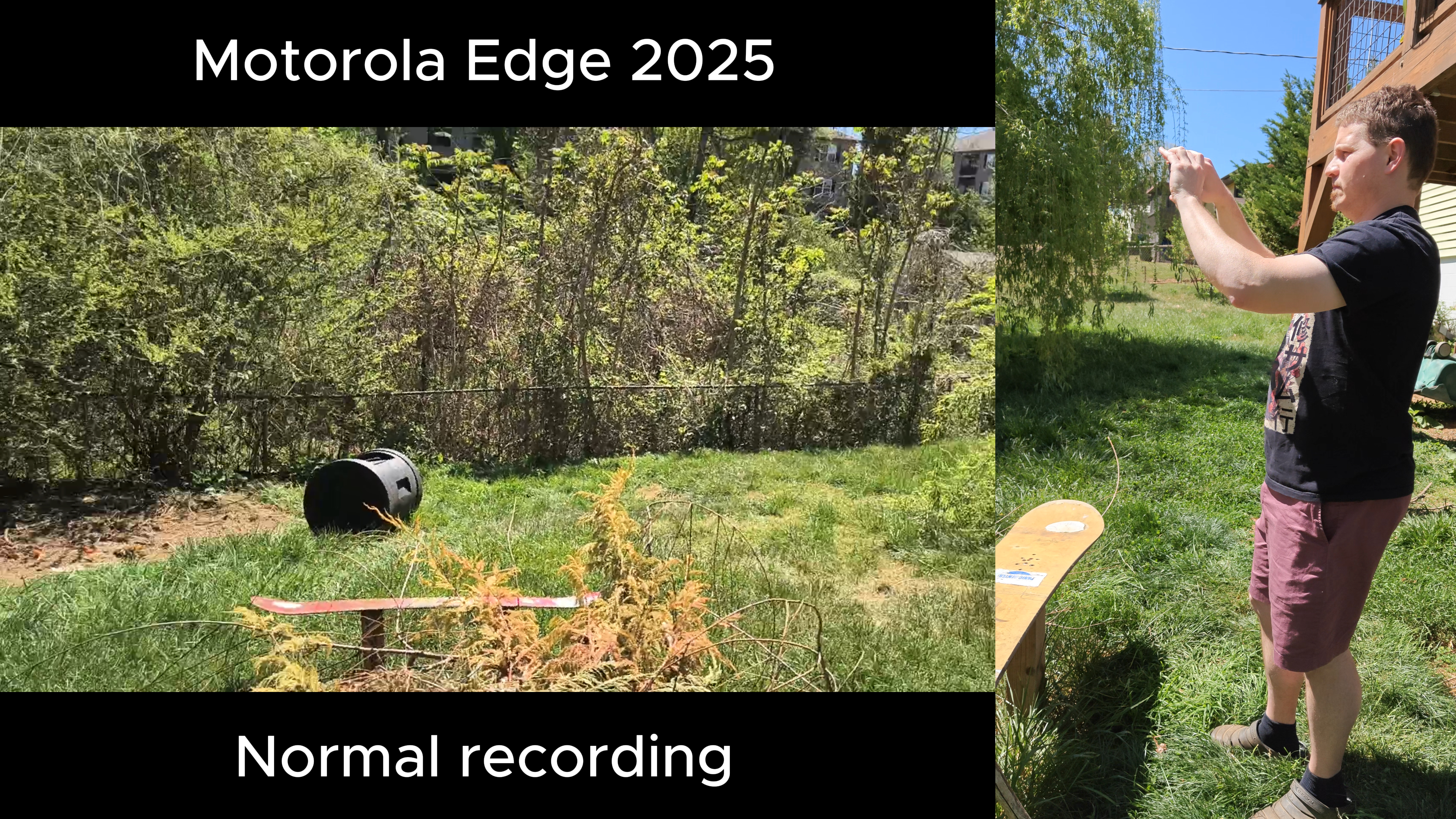 Testing video recording quality on a Motorola Edge 2025 with Horizon Lock enabled and disabled