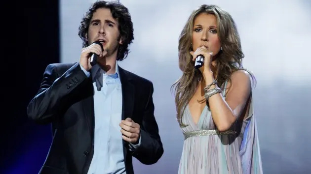 Celine Dion performs 'The Prayer' with Josh Groban on Jan. 12, 2008 for the CBS-TV special 'Celine Dion: That's Just the Woman In Me.' (Cliff Lipson/CBS via Getty Images)
