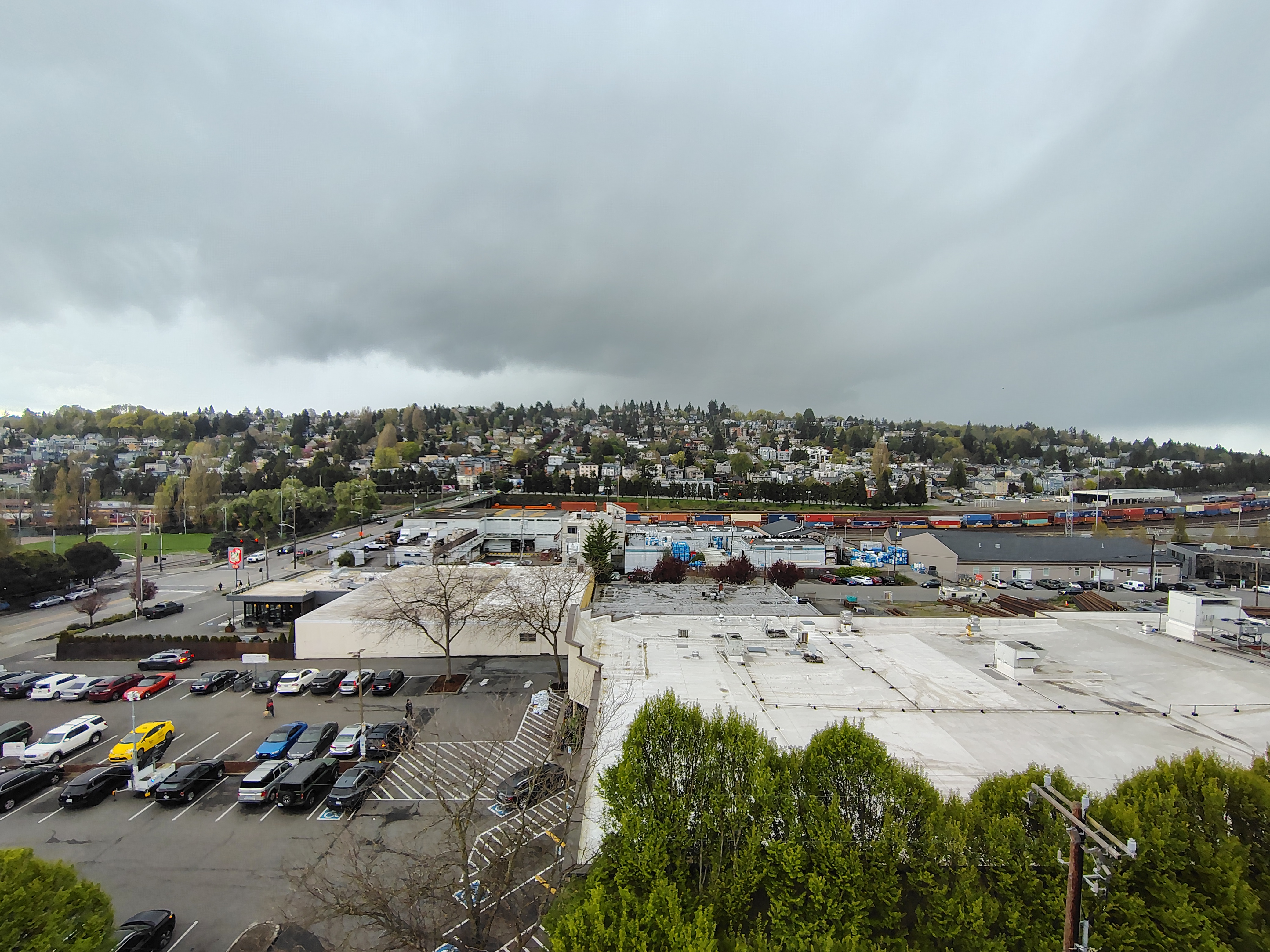 A wide shot of a neighborhood on a hill (.5x)