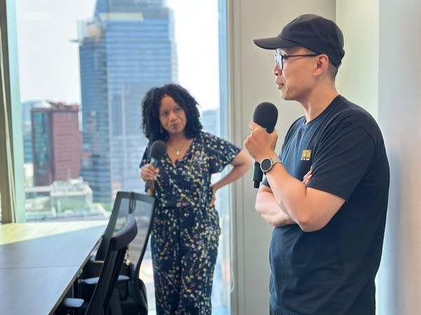 Huy Vo, country director of TinyFish AI’s Vietnam office speaking with ADP’s Nela Richardson and Marketplace’s Kai Ryssdal. 