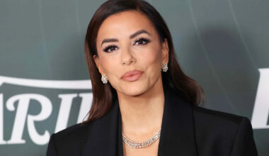Eva Longoria Pairs Her Unexpected Pantsuit With a Plunging Bustier Top