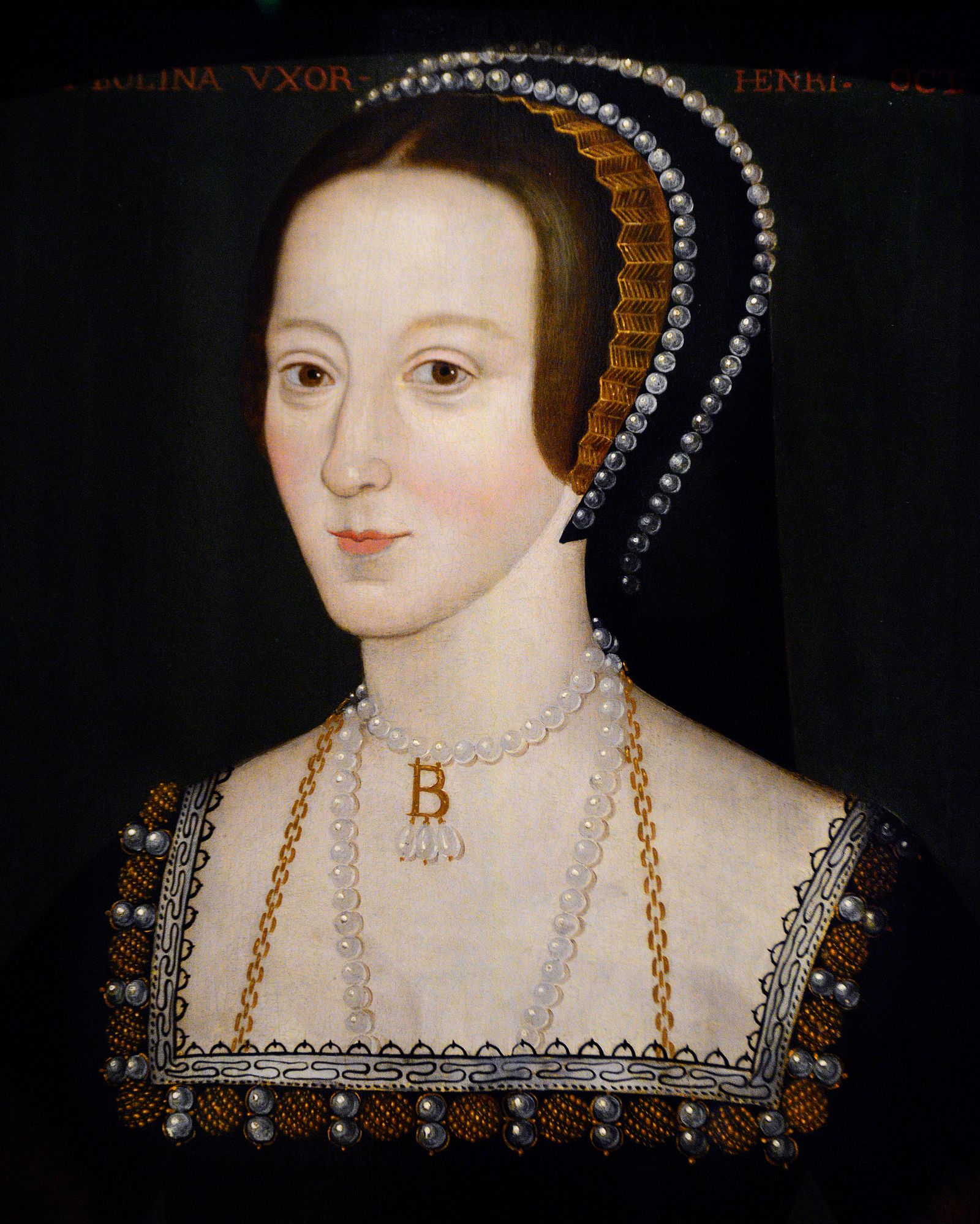 Image may contain Anne Boleyn Person Adult Wedding Art Painting Face Head Accessories Jewelry and Necklace