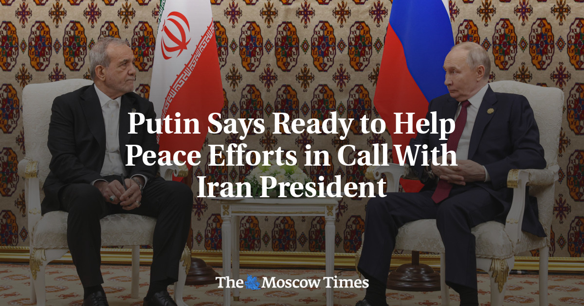 Putin Says Ready to Help Peace Efforts in Call With Iran President