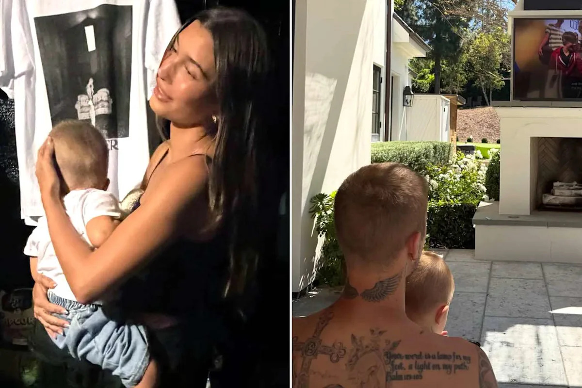 Justin Bieber Watches His Documentary with“ ”Son Jack Blues, 19 Months, in Sweet New Photos Shared by 'Cool Mom' Hailey Bieber
