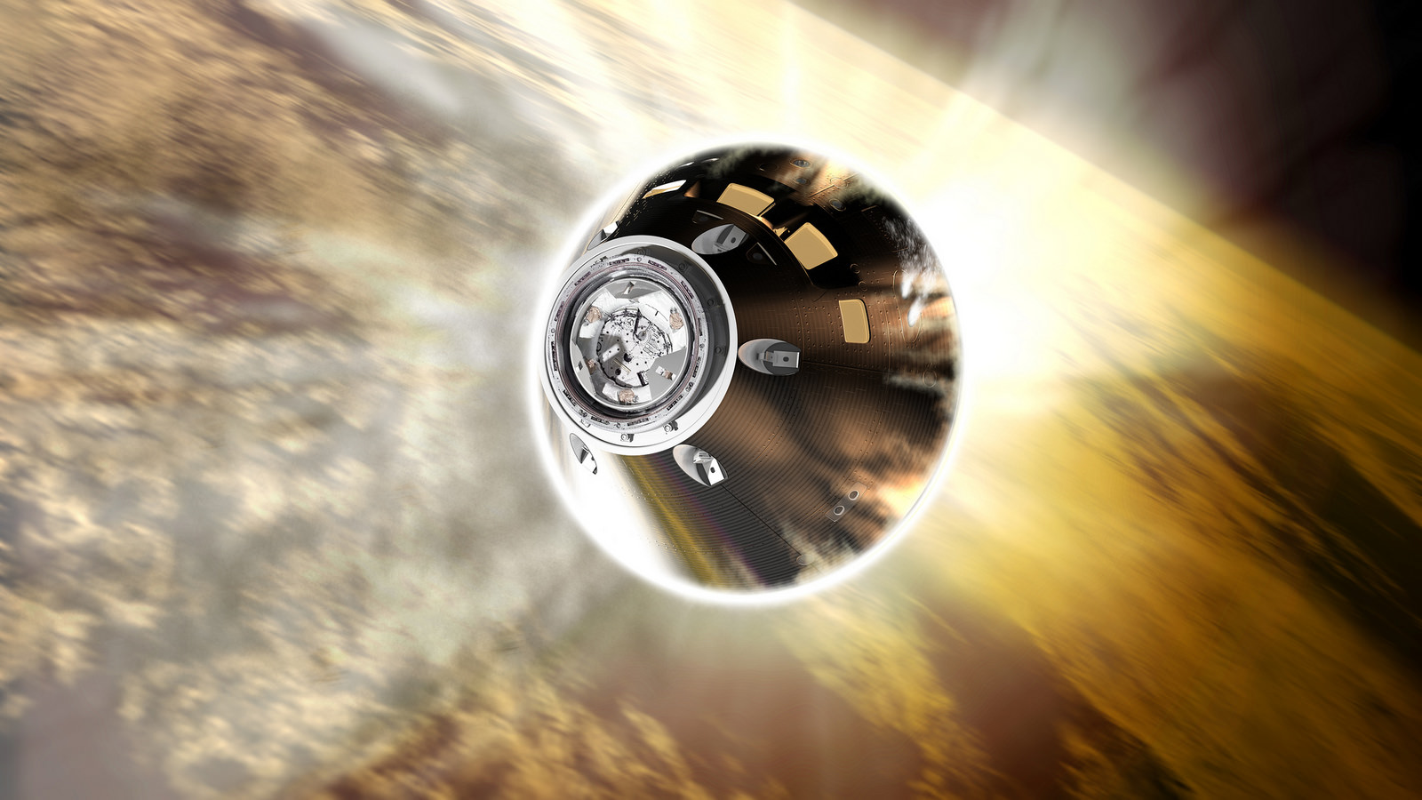 Orion hits Earth's atmosphere during a critical phase of reentry.