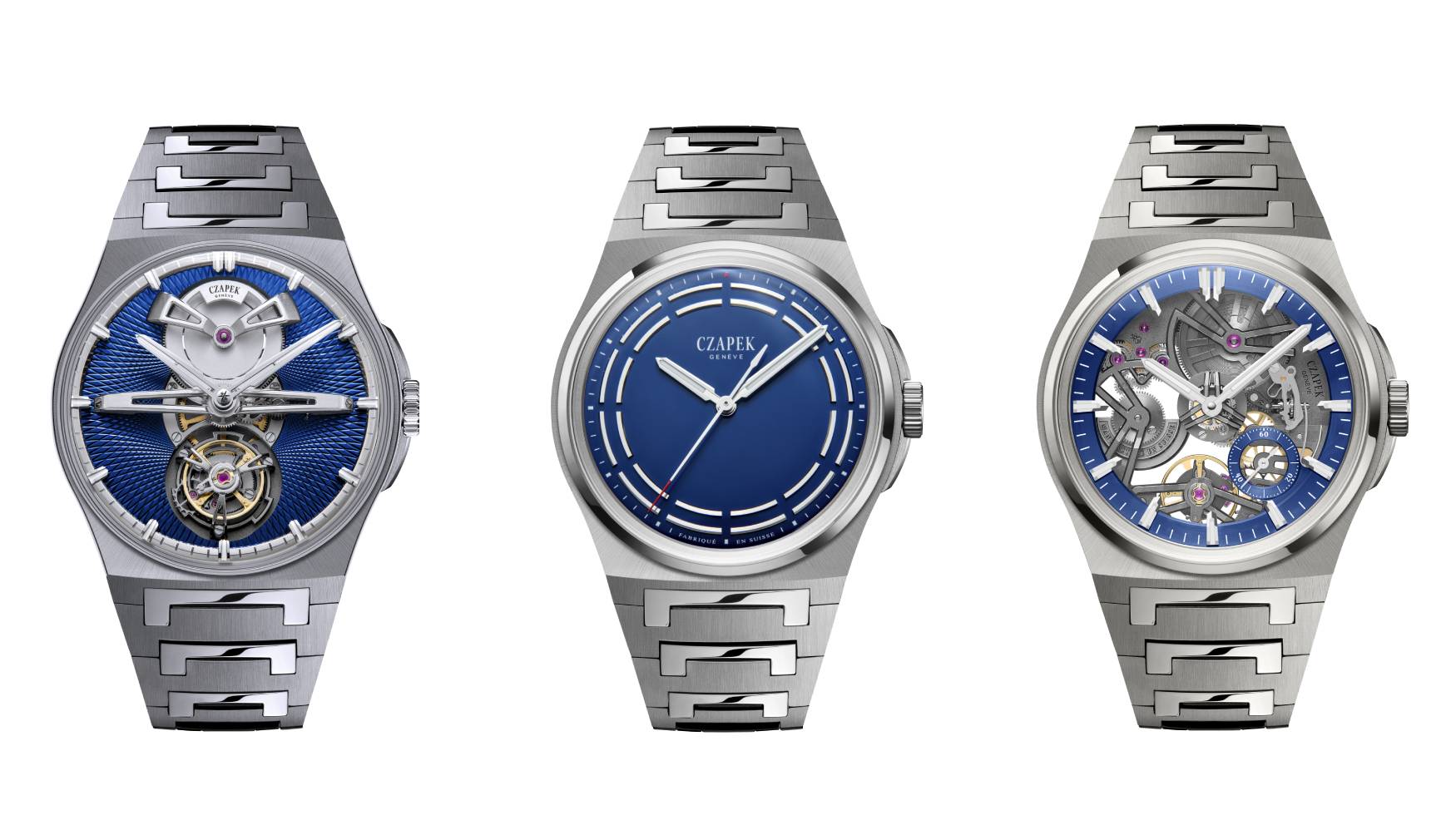 Cool blues and feather light, Czapek & Cie releases three new Antartique models in full titanium and blue dials