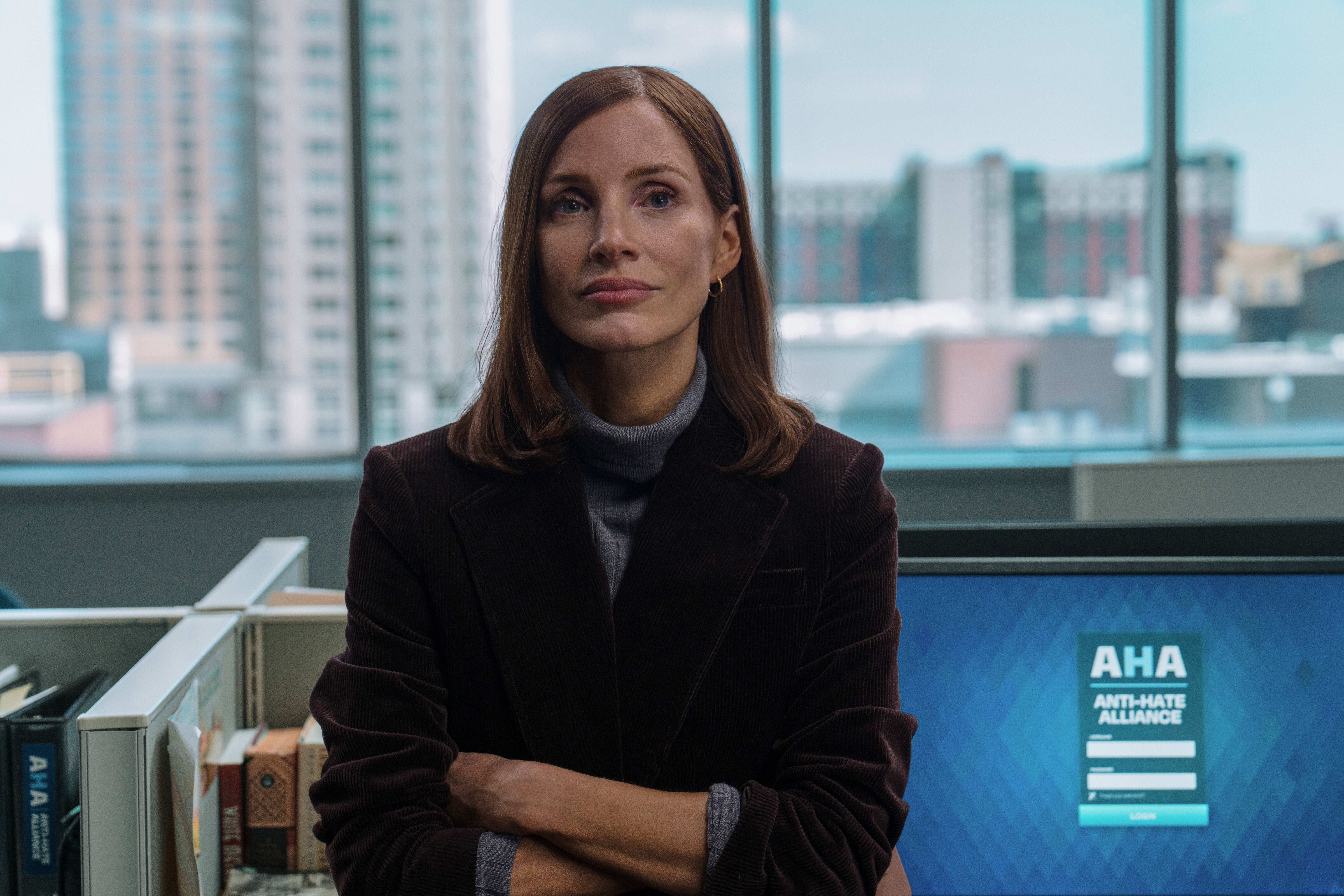 Jessica Chastain stars as a woman who investigates online hate groups in ‘The Savant’