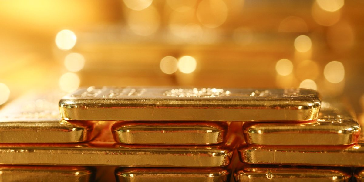 A stack of gold bars.