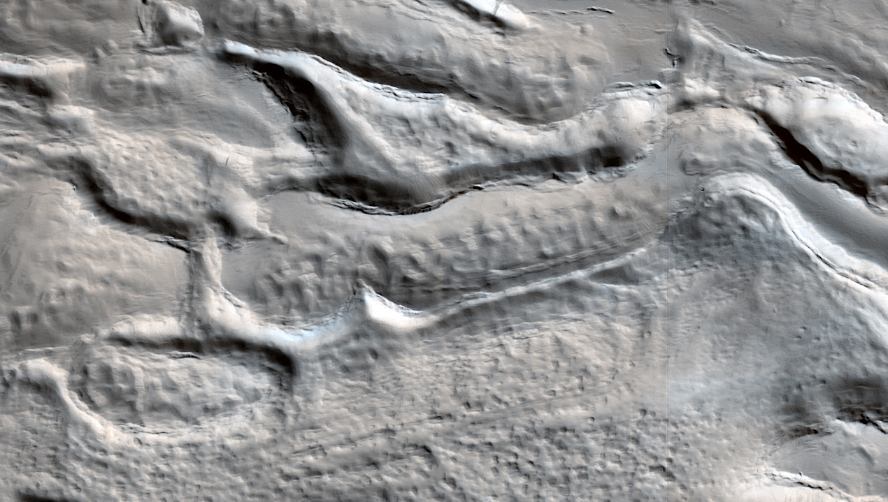 Icy Flow In A Crater On Mars