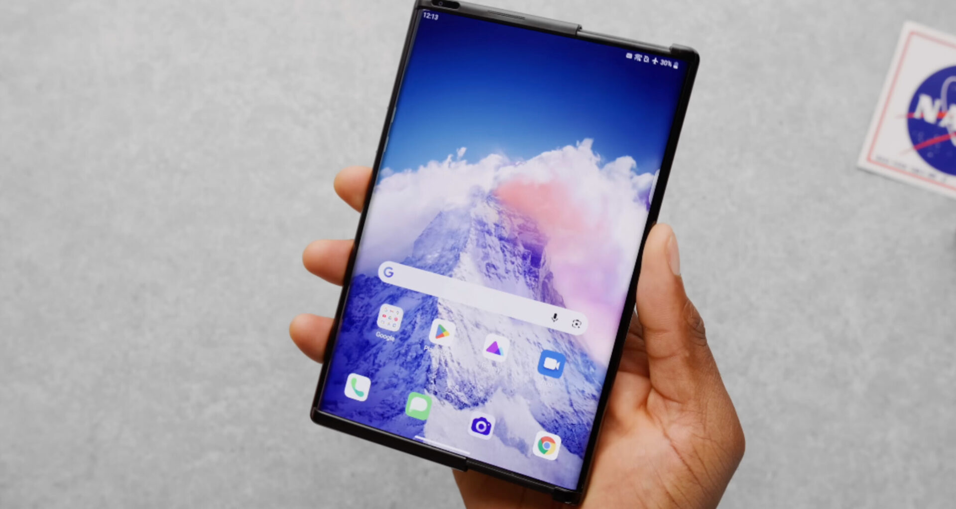 The LG rollable phone in an MKBHD video.