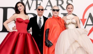 Anne Hathaway, Stanley Tucci, Meryl Streep and Emily Blunt at "The Devil Wears Prada 2" world premiere.