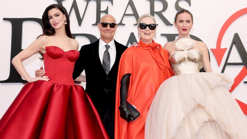 Anne Hathaway, Stanley Tucci, Meryl Streep and Emily Blunt at "The Devil Wears Prada 2" world premiere.